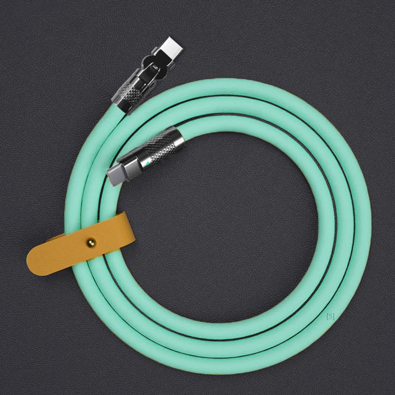 120W 6A uper Fat Charge Type C ilicone 180 ° Rotating Elbow TYPE-C-C Data Cable 1M 2M Ub Cable Ub C to C Charger Cable