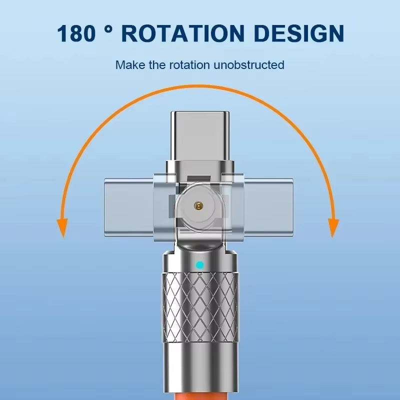 120W 7A Fast Charging USB Type-C Cable with 180 Degree Rotating Bend Game Cable Suitable for Xiaomi Phone Charger USB C Cable