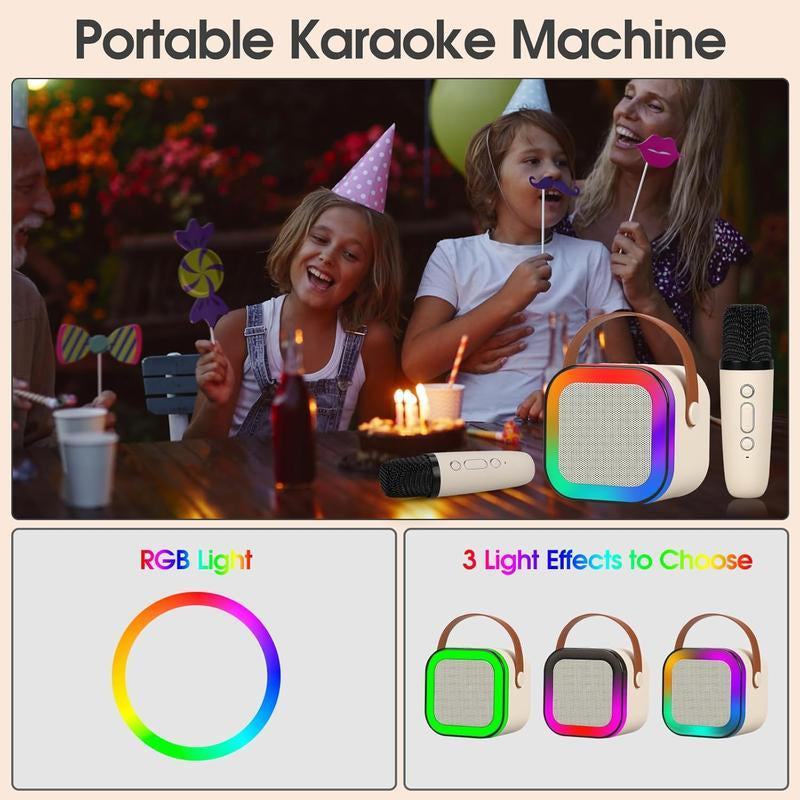 Mini Karaoke Machine with Microphone Sound System, Portable Karaoke Machine with 2 Wireless Microphones, Birthday Gifts for Girls and Children Aged 4-12, Family Gatherings,Tiktokshopbacktoschool