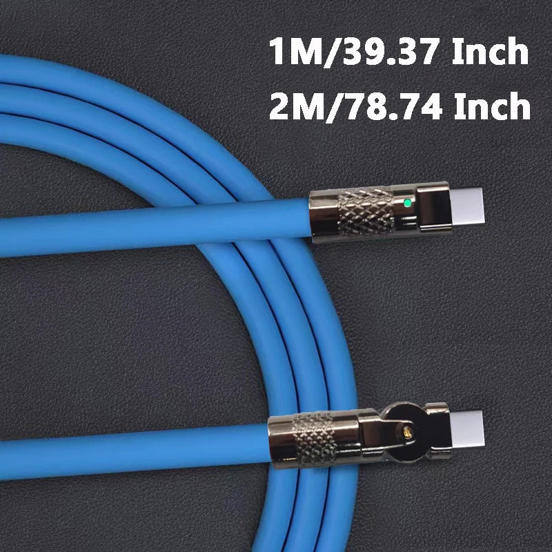 120W 6A uper Fat Charge Type C ilicone 180 ° Rotating Elbow TYPE-C-C Data Cable 1M 2M Ub Cable Ub C to C Charger Cable