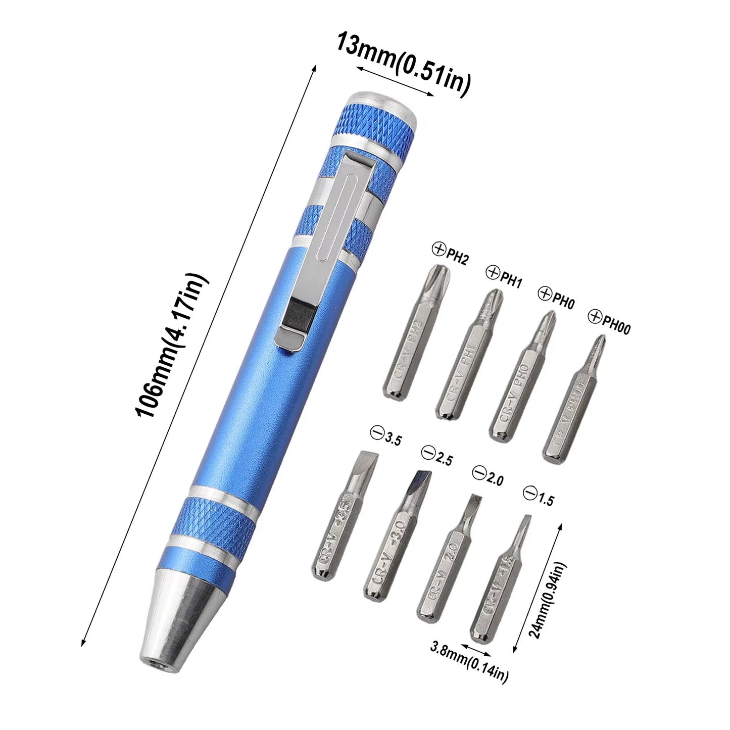8-In-1 Manual Screwdriver Pocket Screwdriver Pen Kit Repair Hand Screwdriver for Precision Disassembly Pen