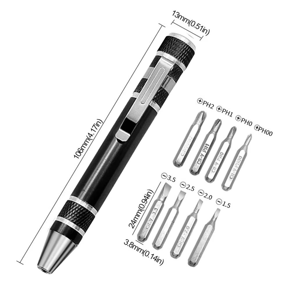 8-In-1 Manual Screwdriver Pocket Screwdriver Pen Kit Repair Hand Screwdriver for Precision Disassembly Pen